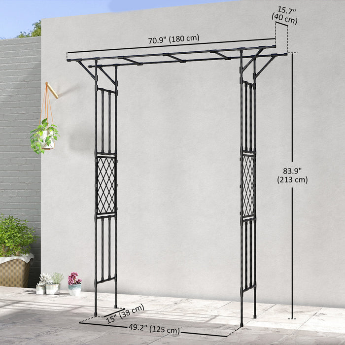 Outsunny Arche de Jardin, Treillis Exterieur pour Plantes Grimpantes, Noir