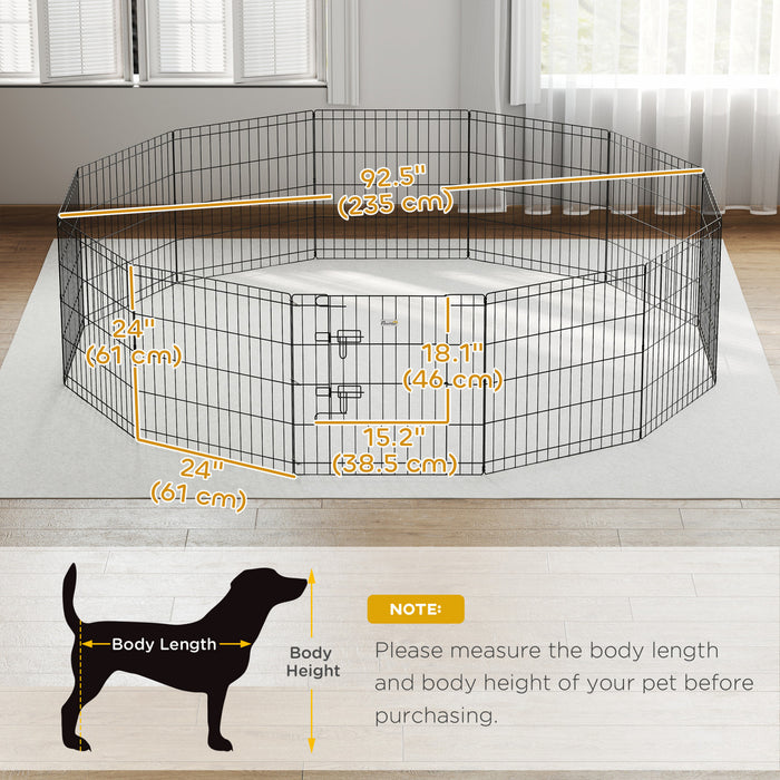 PawHut Parc pour Chiens, Enclos a Chiots 12 Panneaux, Cloture d'Exercice pour Animaux Interieur/Exterieur, 61 cm de Hauteur