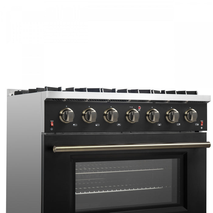 Cuisiniere a gaz Galiano de 36 po en noir, 5,36 pi³ - FFSGS6244-36BLK