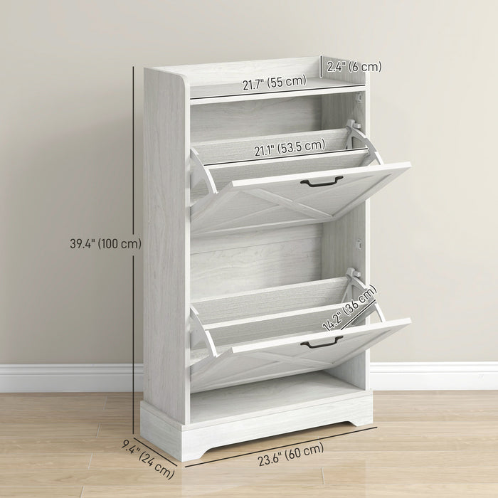 HOMCOM Armoire a chaussures avec 2 tiroirs rabattables, etageres reglables