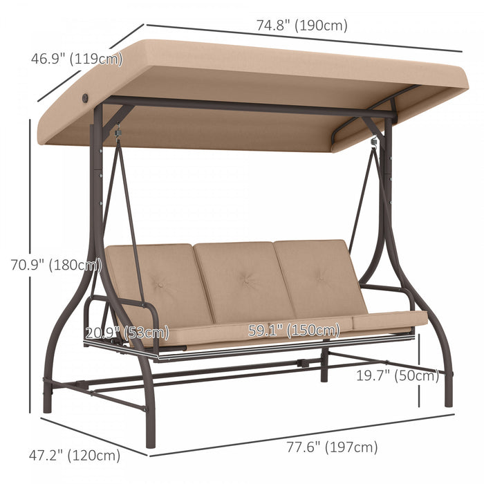Outsunny Chaise Balancoire De Patio 3 Places Avec Auvent Lit Balancoire