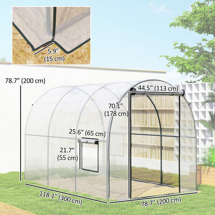 Outsunny Serre Tunnel avec Fenetres en Maille, Abri de Jardin, Transparent