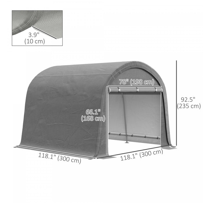 Outsunny Hangar De Stockage Exterieur 10'x10', Hangar Portable, Gris Clair