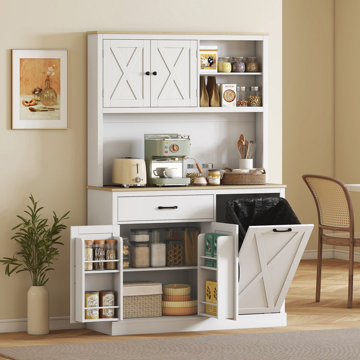 HOMCOM Armoire de Cuisine 69\" avec Station de Charge, Blanc