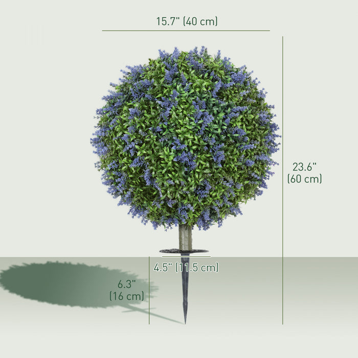 HOMCOM Ensemble de 2 Plantes Artificielles Lavande, Resistantes aux UV