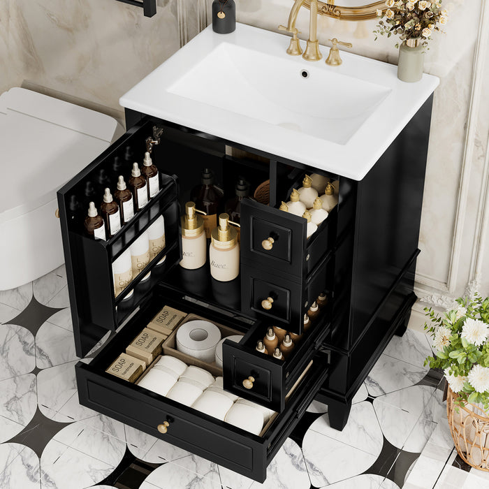 Sophia Meuble-lavabo de 24\" avec vasque en ceramique, Noir