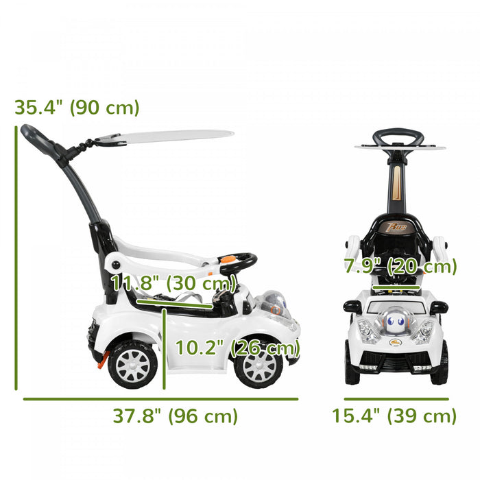 Qaba Voiture 3 En 1 Pour Enfants Voiture Coulissante Pour Tout-petit, Blanc