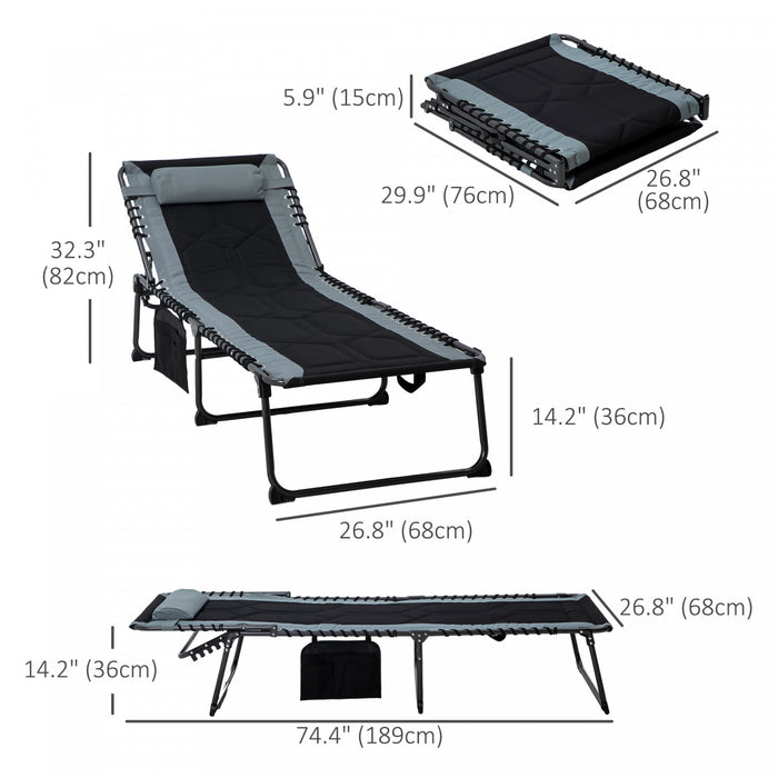 Chaise Longue Pliante Outsunny, Fauteuil De Bronzage Inclinable