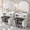 Felix 60 Inch Modern Double Bathroom Vanity with Ceramic Sink & Storage Cabinet, White | Meuble de salle de bain double moderne Felix 60 pouces avec lavabo ceramique et rangement, blanc