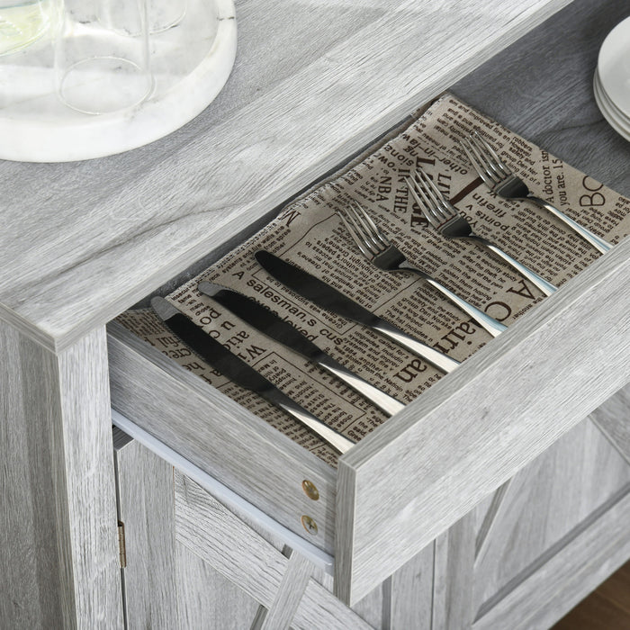 HOMCOM Buffet Ferme Porte Grange Gris Graine