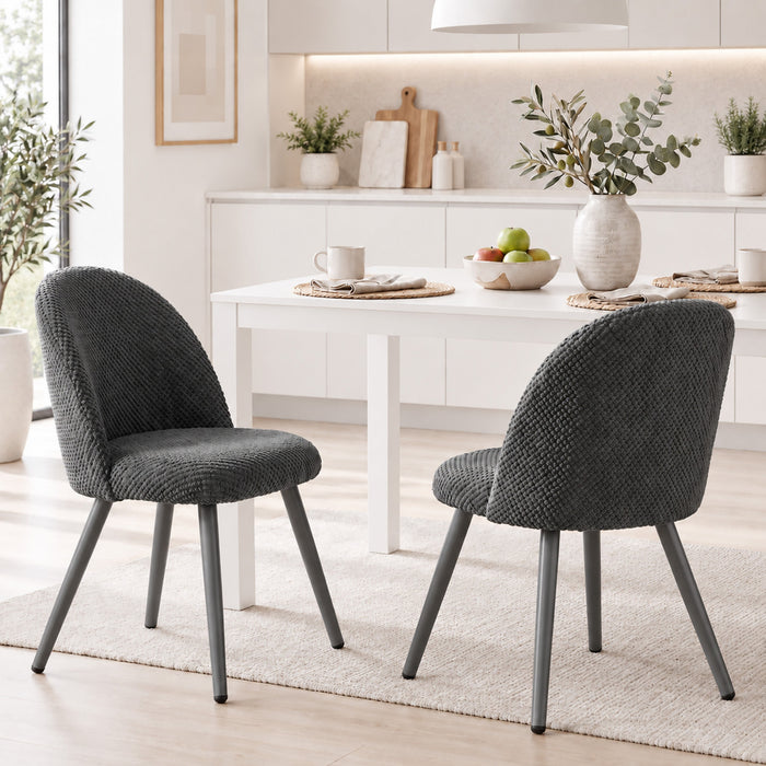 HOMCOM Dining Chairs Set of 2 with Velvet Fabric Upholstery, Dark Grey