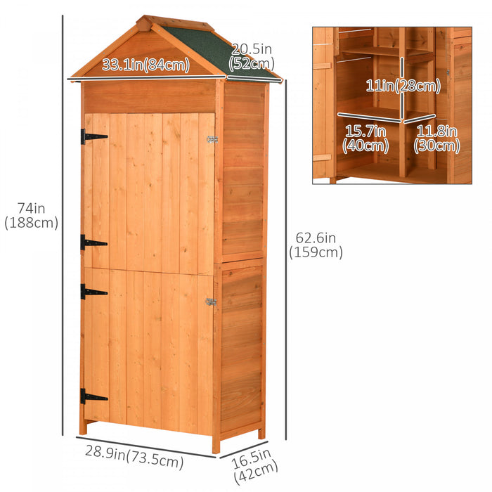 Outsunny Abri De Jardin En Bois, Armoire De Rangement D'outils Exterieurs ,unite Verrouillable Avec Double Porte Et 3 Etageres De Rangement De Pneus