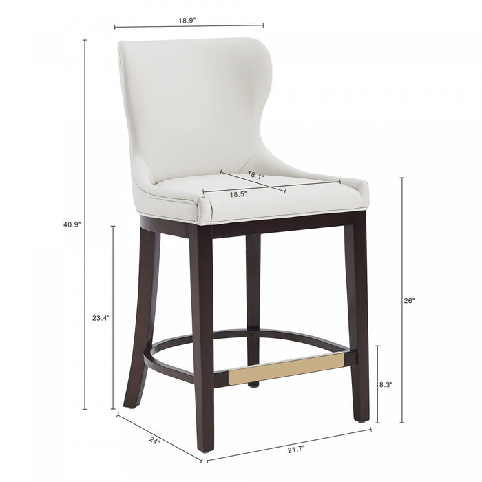 Tabouret de comptoir moderne en bois Blair avec revetement en tissu blanc