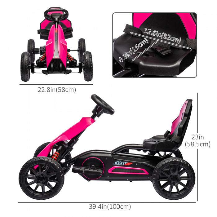 Aosom Kart Electrique, Voiture De Course Exterieure 12 V Pour Enfants, Avec Marche Avant Et Arriere, Vitesse Reglable, Ages De 3 A 8 Ans, Rose