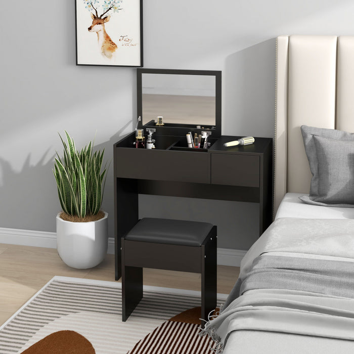 HOMCOM Ensemble de coiffeuse avec miroir et tabouret pour chambre a coucher