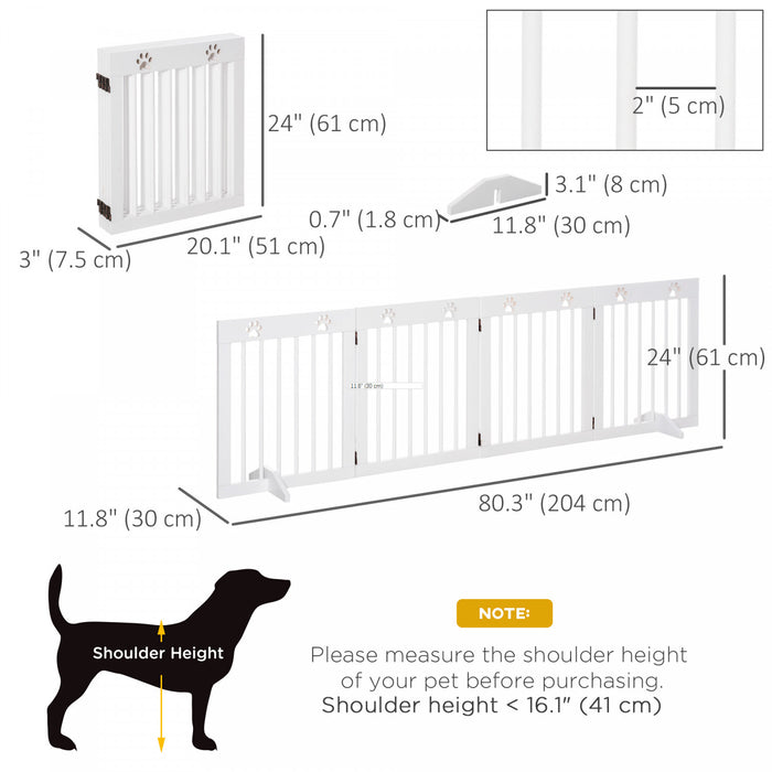 Pawhut Barriere De Securite Barriere Modulable Pliable Pour Animaux De Compagnie Avec Pieds De Support Bois Massif De Pin Blanc