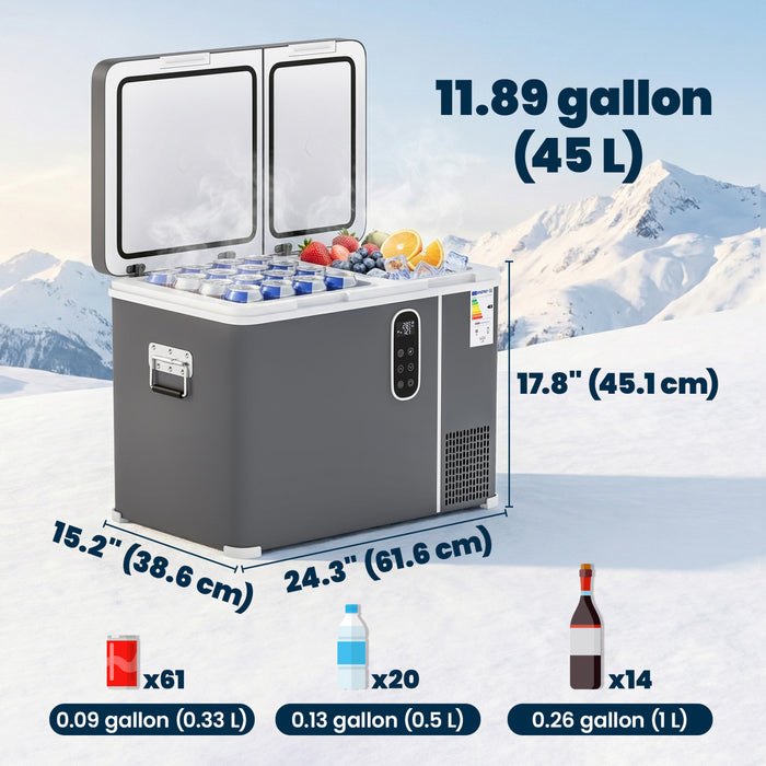 Outsunny Refrigerateur de Voiture 12 Volt, Glaciere a Double Zone 45L avec Controle via Application
