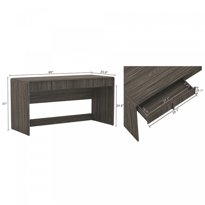 Bureau d’ecriture contemporain Novara 60\" en noyer Jacobean (2 tiroirs)