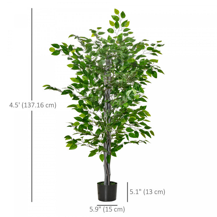 HOMCOM Arbre artificiel Ficus de 4,5 pieds pour interieur et exterieur