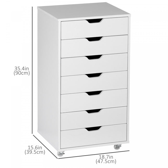 Vinsetto Classeur Vertical A 7 Tiroirs Armoire De Rangement De Bureau