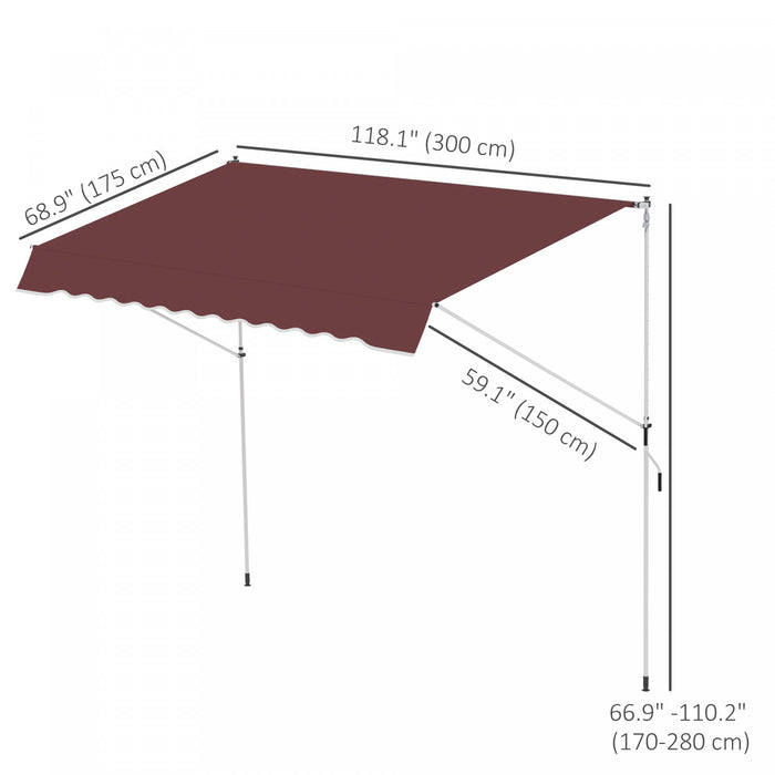 Outsunny Auvent Retractable Manuel 10x5 Pieds, Abri Pare-soleil De Patio