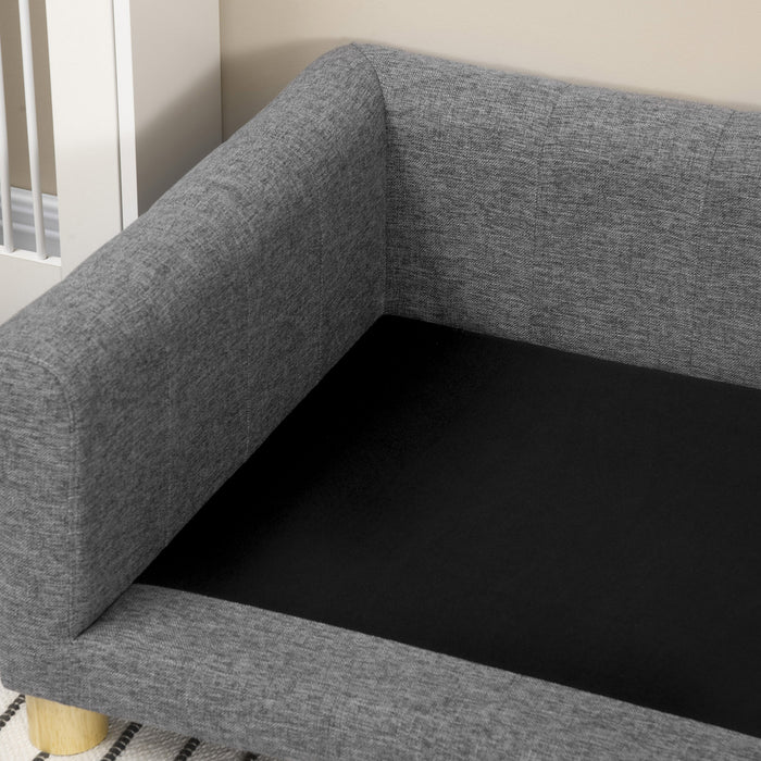 Pawhut Canape Moderne Pour Animal Domestique Lit Pour Chat Ou Grand Chien Avec Coussin De Siege Amovible Gris Fonce