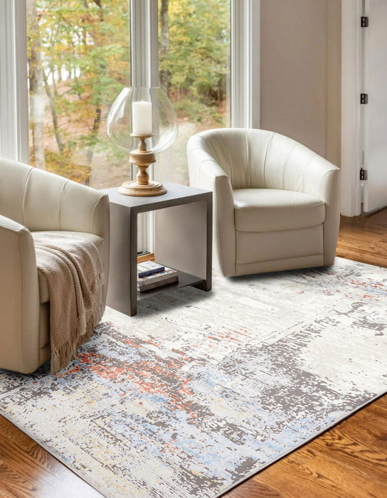 Tapis Contemporain/Moderne Arlo 5'0\" x 8'0\" en Ivoire