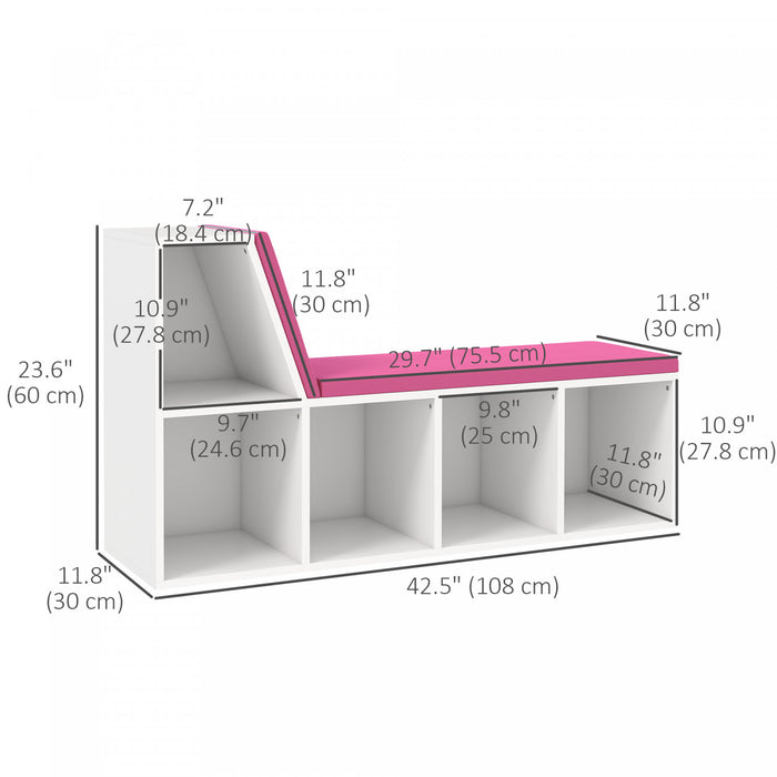 HOMCOM Bibliotheque pour enfants a 5 casiers avec etageres de rangement