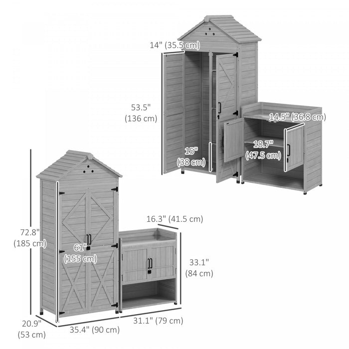 Outsunny Armoire De Rangement Exterieure, Abri De Jardin Avec Etageres