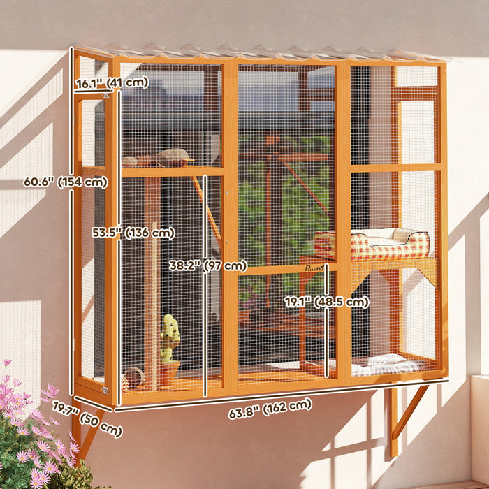 Boite Fenetre Catio Exterieure pour 2-3 Grands Chats, Orange