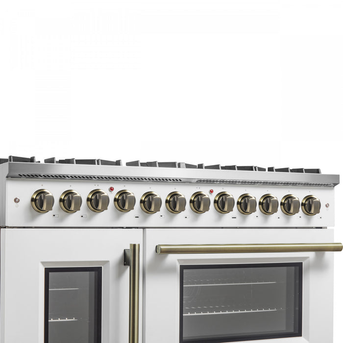 Cuisiniere a double combustible Galiano de 48 po, blanche, doubles fours de 6,58 pi³ – FFSGS6356-48WHT