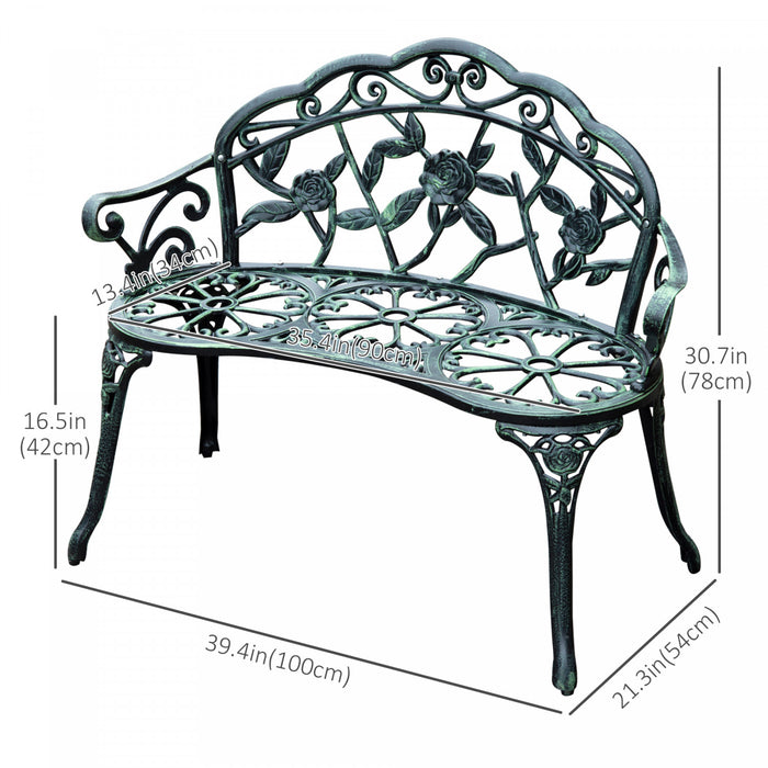 Outsunny Banc De Jardin Exterieur De 40 Po, Banc De Jardin De Patio, Vert