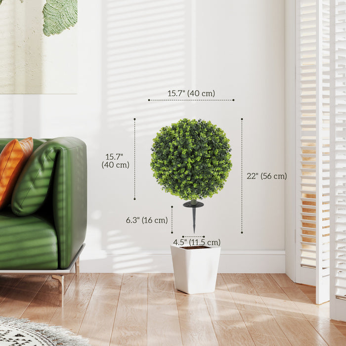 HOMCOM 2 pieces de boule de topiaire artificielle en eucalyptus avec piquets