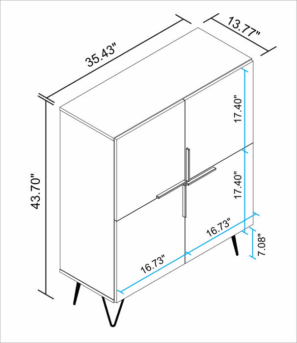 Petite armoire décorative Beekman de Manhattan Comfort avec 4 tablettes - brune et rose