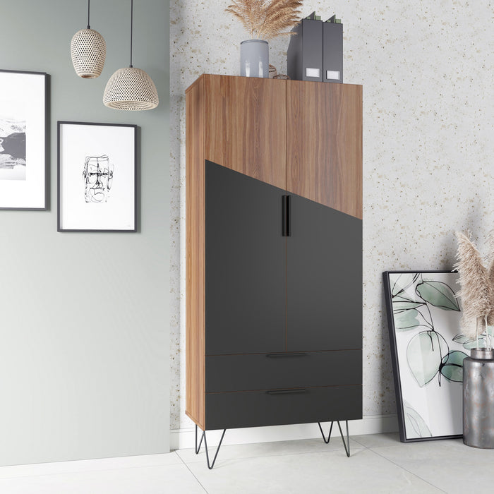 Armoire décorative Beekman de Manhattan Comfort avec 6 tablettes - brune et noire