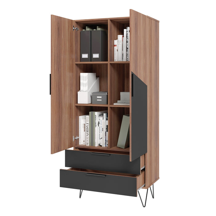 Armoire décorative Beekman de Manhattan Comfort avec 6 tablettes - brune et noire