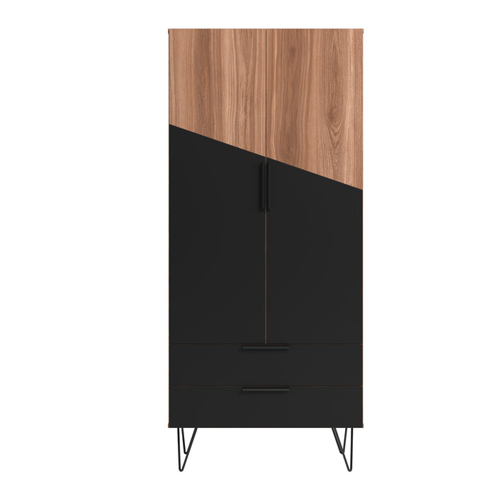 Armoire décorative Beekman de Manhattan Comfort avec 6 tablettes - brune et noire