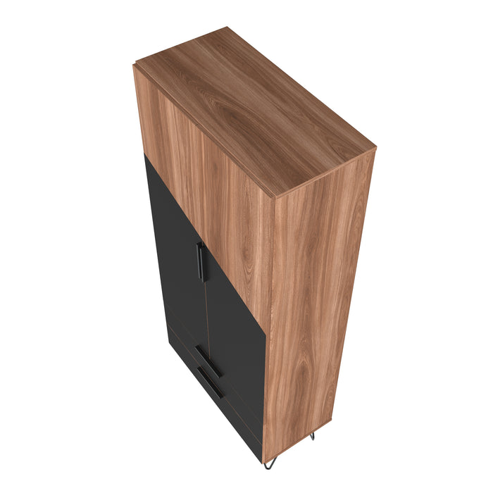 Armoire décorative Beekman de Manhattan Comfort avec 6 tablettes - brune et noire