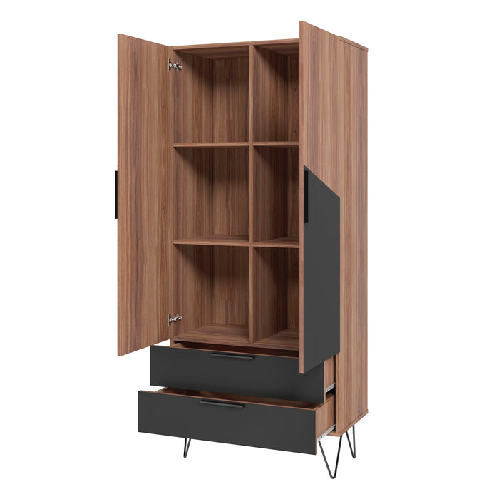 Armoire décorative Beekman de Manhattan Comfort avec 6 tablettes - brune et noire
