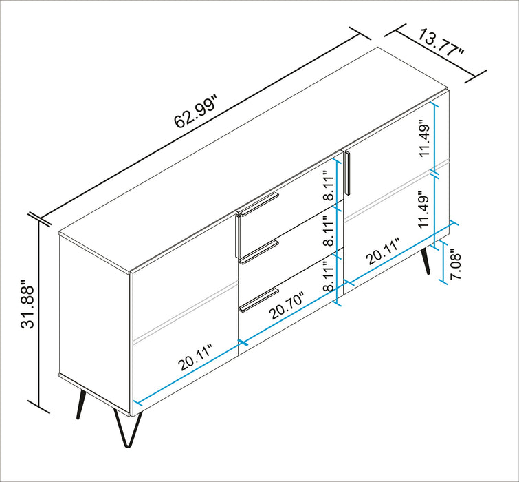 Desserte Beekman de Manhattan Comfort de 62,99 po avec 4 tablettes - blanche