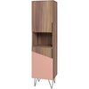 Armoire bibliothèque étroite Beekman de Manhattan Comfort de 17,51 po avec 5 tablettes - brune et rose