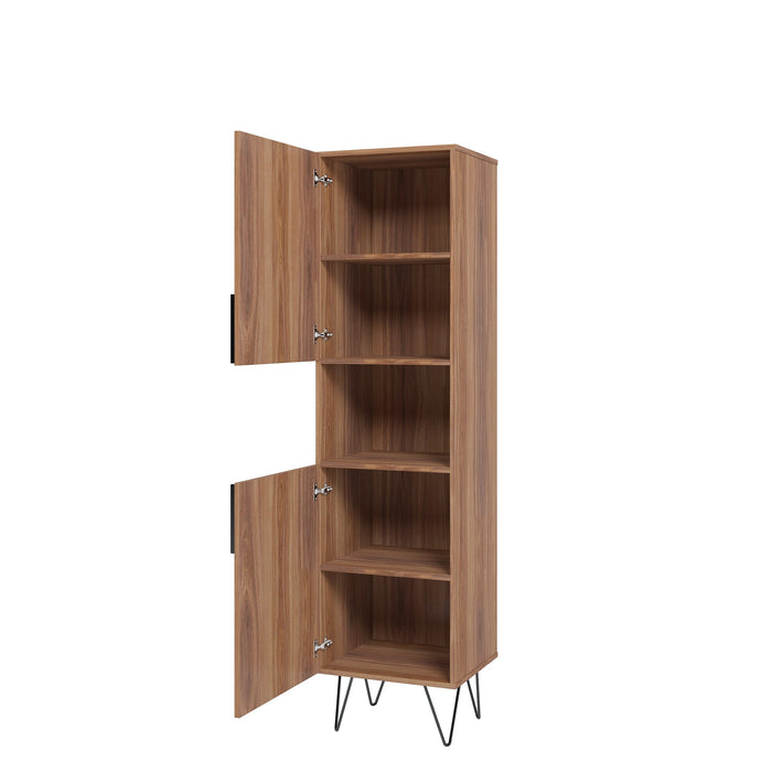 Armoire bibliothèque étroite Beekman de Manhattan Comfort de 17,51 po avec 5 tablettes - brune et noire