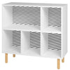 Bibliothèque basse Essex de Manhattan Comfort de 33,66 po avec 5 tablettes - blanche et motif zébré