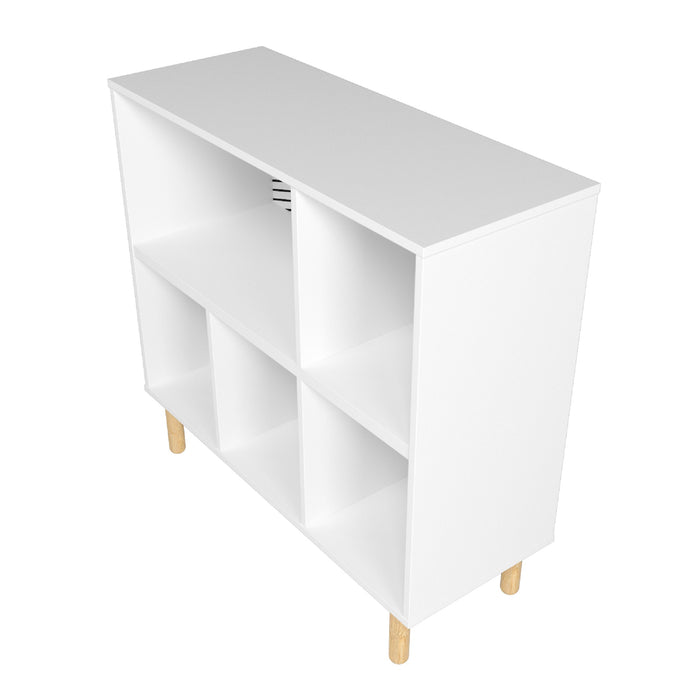 Bibliothèque basse Essex de Manhattan Comfort de 33,66 po avec 5 tablettes - blanche et motif zébré