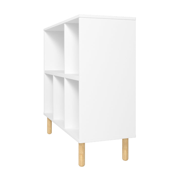 Bibliothèque basse Essex de Manhattan Comfort de 33,66 po avec 5 tablettes - blanche et motif zébré