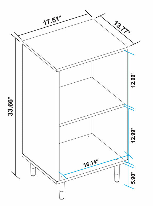 Table de nuit Essex de Manhattan Comfort avec 2 tablettes - blanche et motif zébré