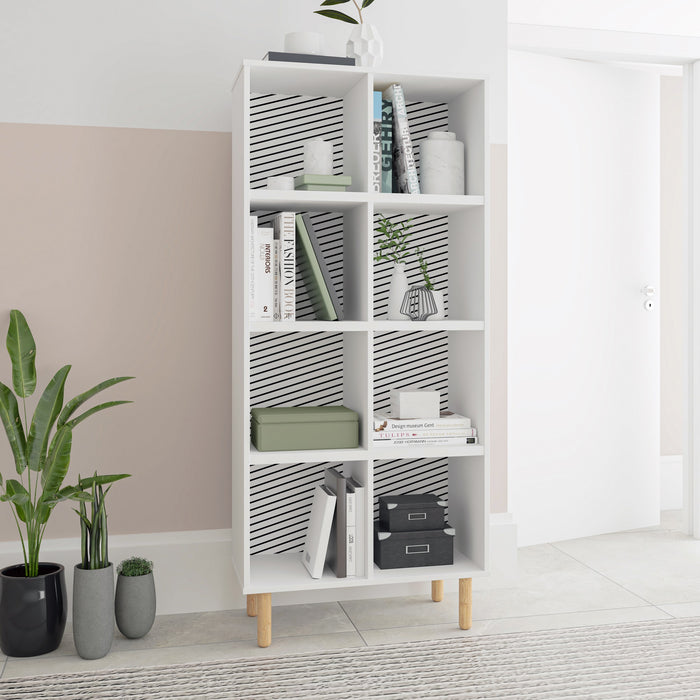 Bibliothèque double Essex de Manhattan Comfort de 60,23 po avec 8 tablettes - blanche et motif zébré