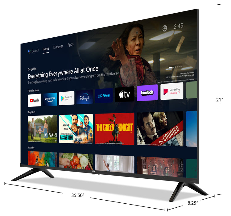 Téléviseur intelligent NTC HD 1080p de 40 po avec AndroidTVMC