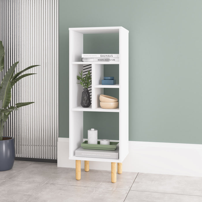 Bibliothèque Essex de Manhattan Comfort de 42,51 po avec 5 tablettes - blanche et motif zébré
