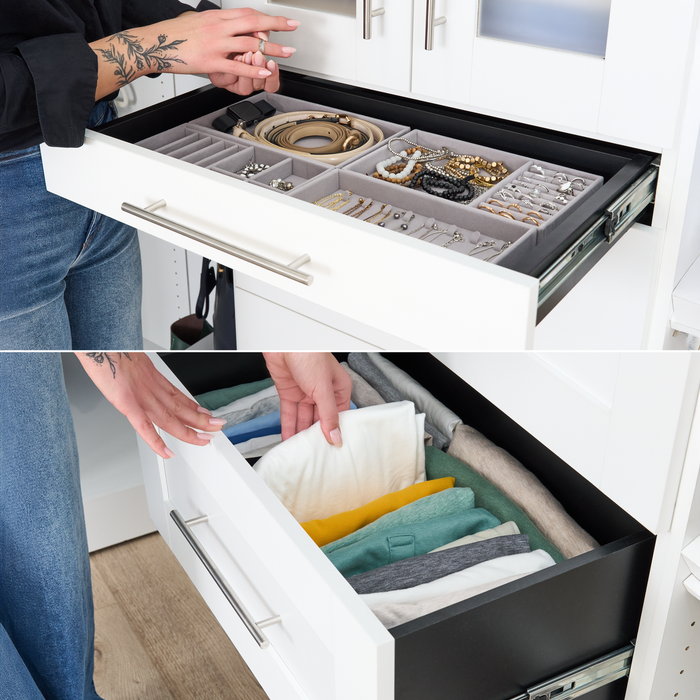 Système de garde-robe et pièce-penderie modulaire Florence de Bestar de 61 po avec tringles, tablettes et tiroirs de style Shaker - blanc
